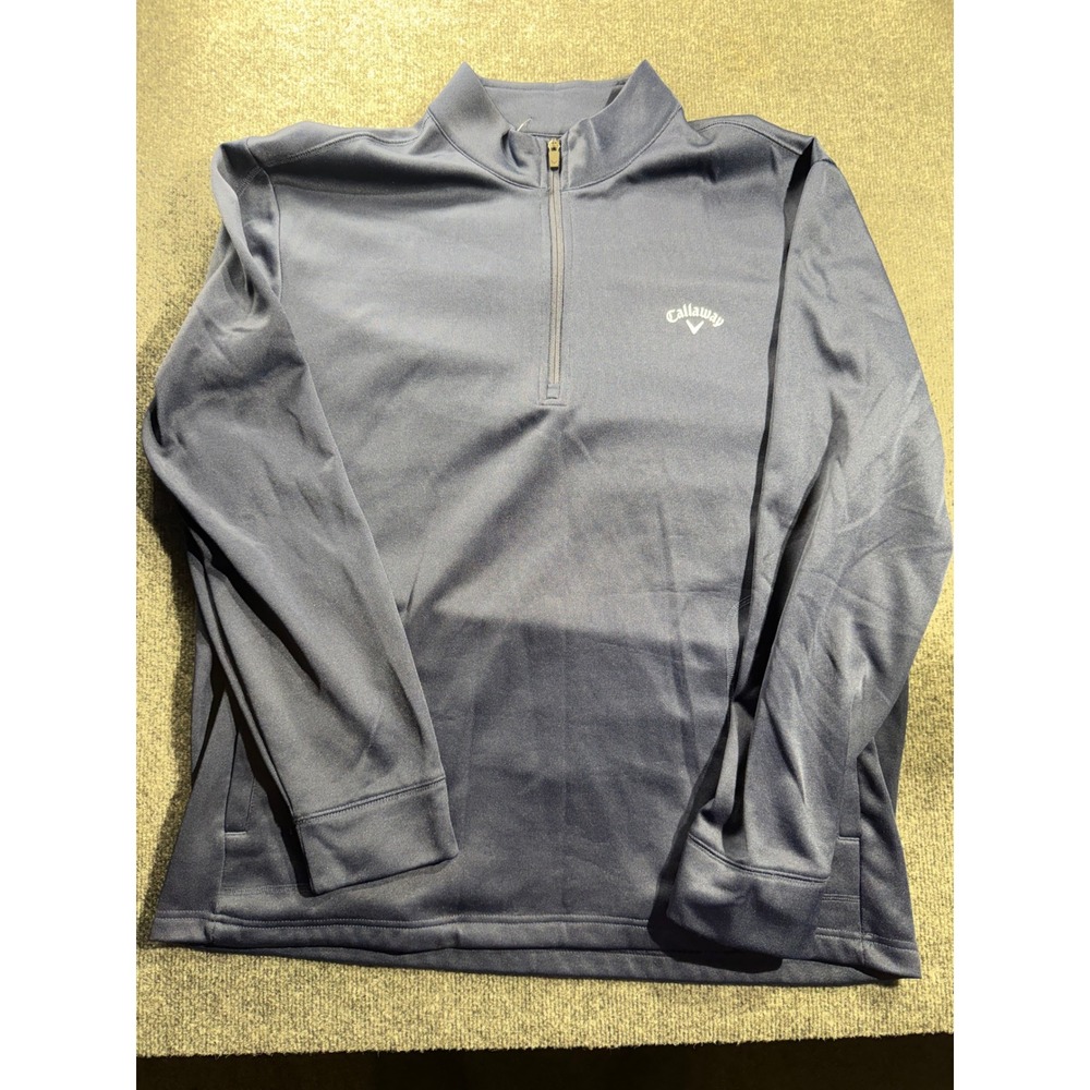 Callaway‎ Mens XXL Navy Blue Quarter Zip Fleece Lined Golf Pullover Sweatshirt